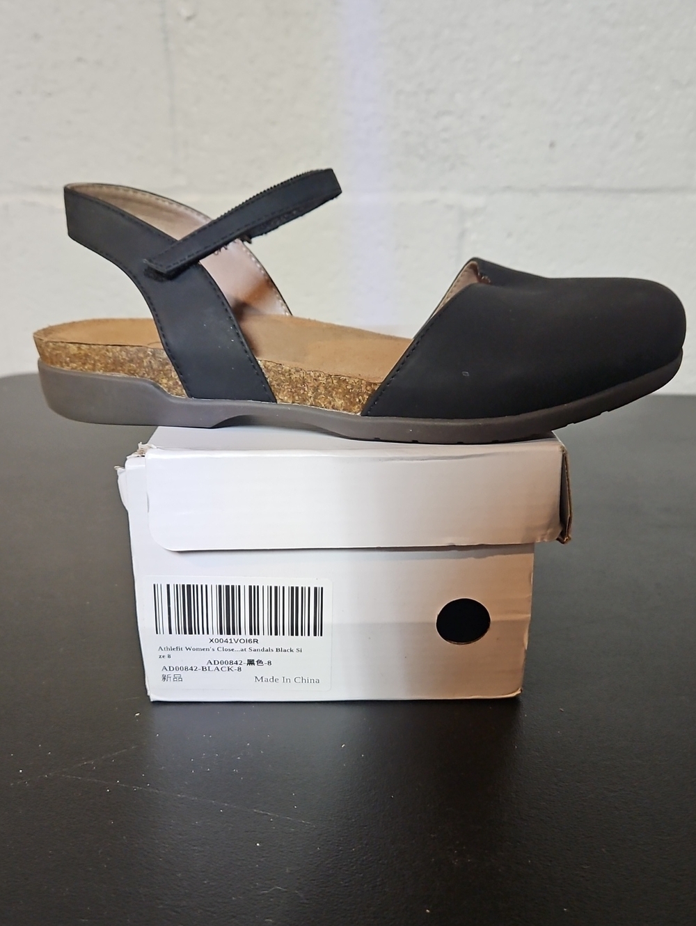 Athleta Black Cork-Trim Mary Jane Sandal
